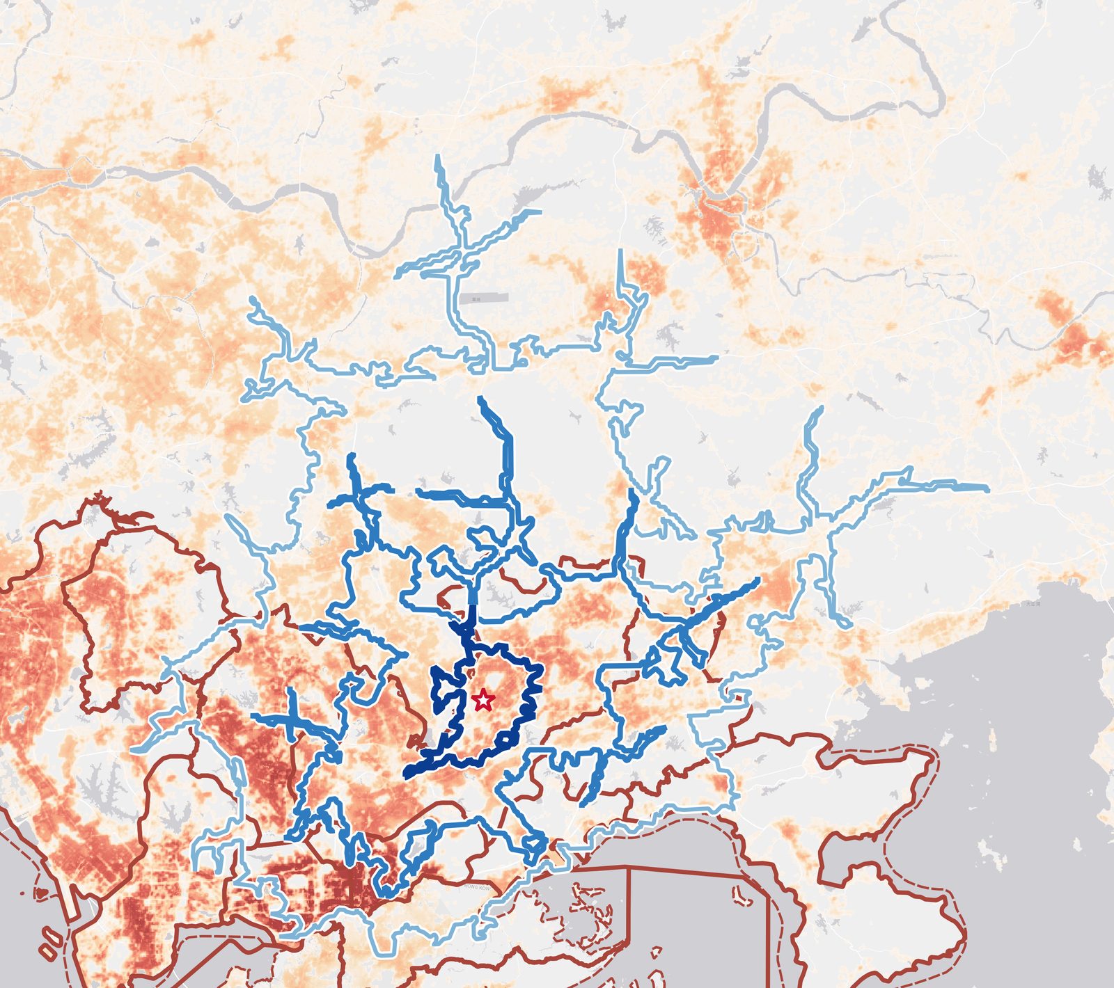 Population heatmap, region — resident population around Dayun Tiandi